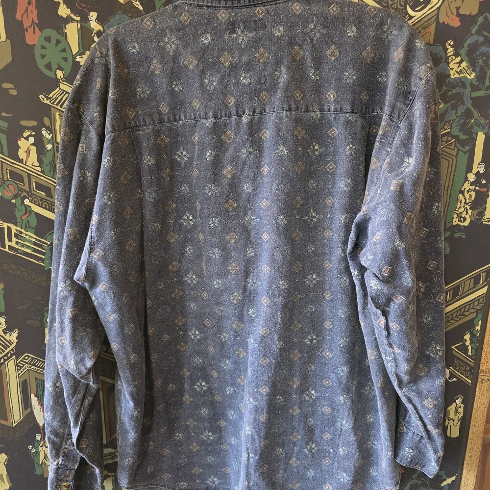 Bugle Boy Co Vintage 90's Blue Button Up Shirt Mens XL Short Sleeve -24A - Picture 8 of 9